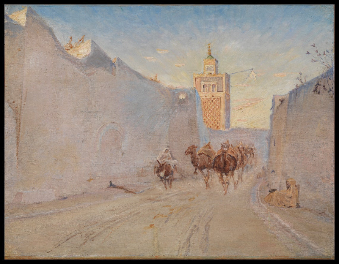 Camels in a Street in Tunisia