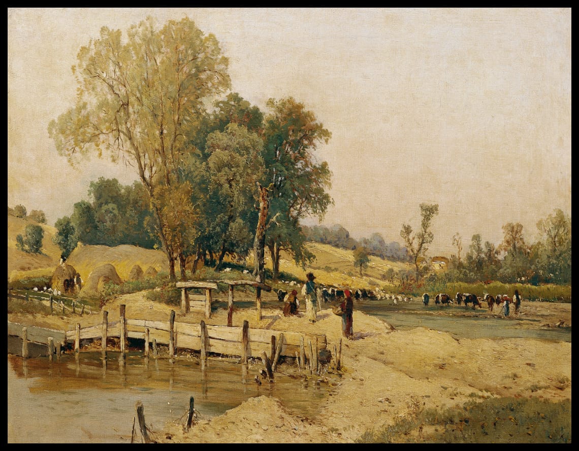 Hungarian landscape with cattle trough
