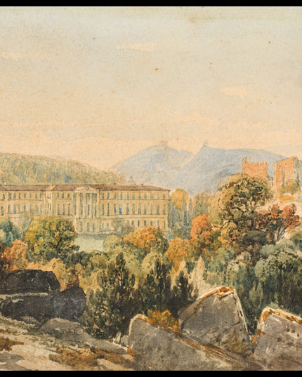 Ansicht von Schloss und Ruine Liechtenstein bei Maria Enzersdorf