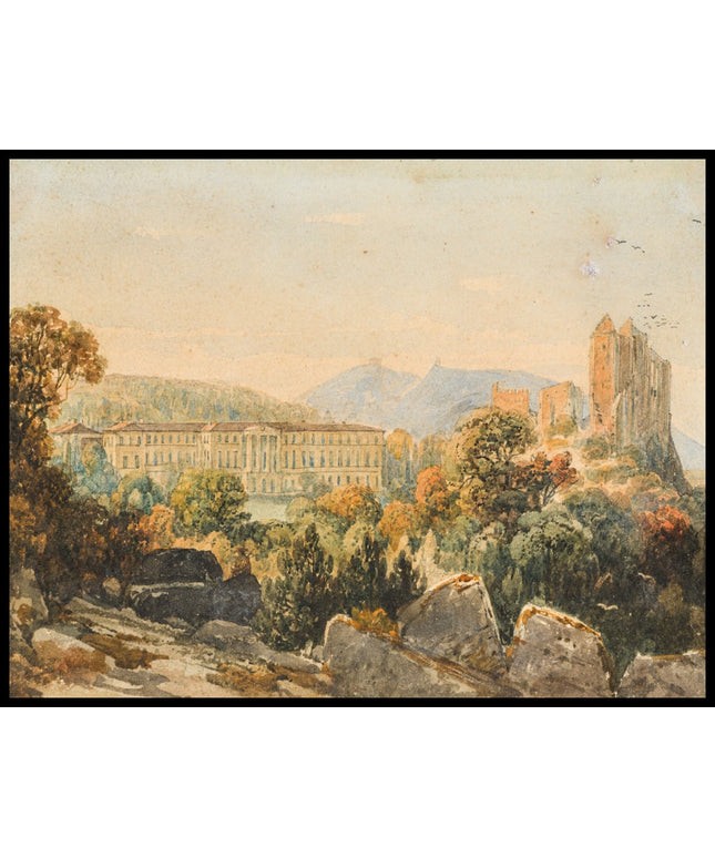 Ansicht von Schloss und Ruine Liechtenstein bei Maria Enzersdorf