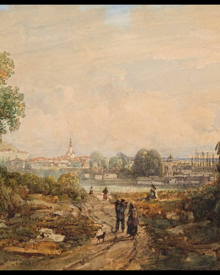 Blick auf eine Stadt am Fluss