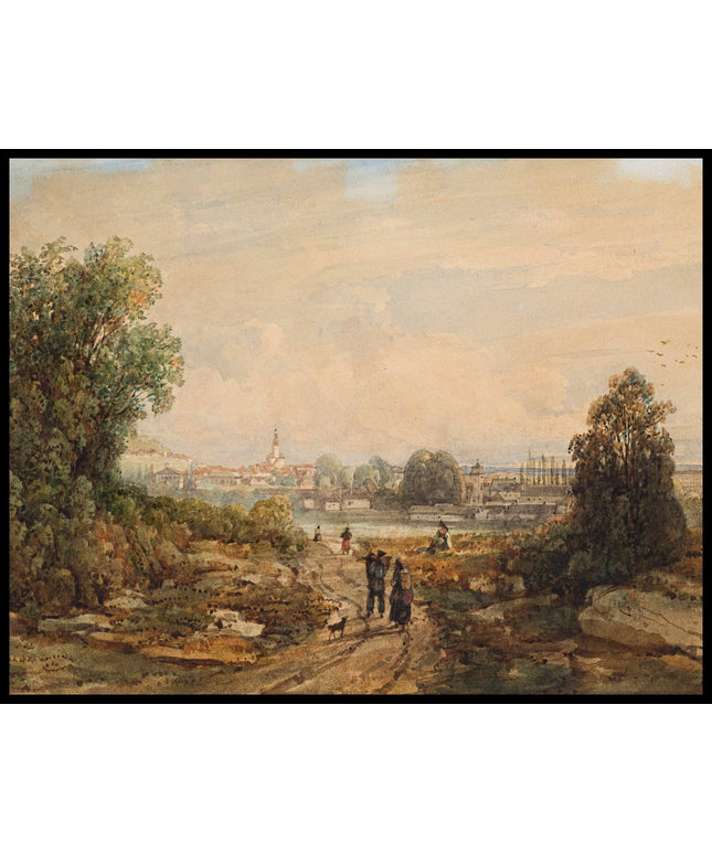 Blick auf eine Stadt am Fluss