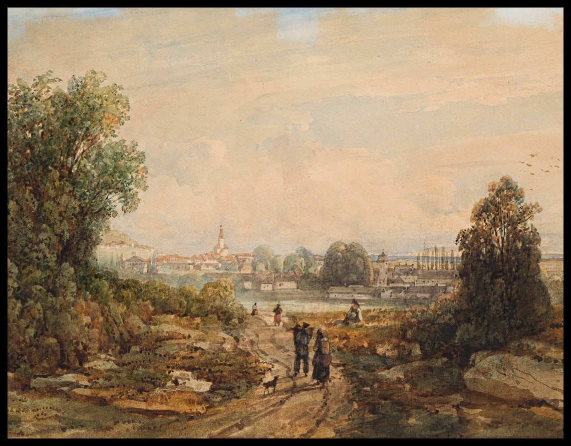 Blick auf eine Stadt am Fluss