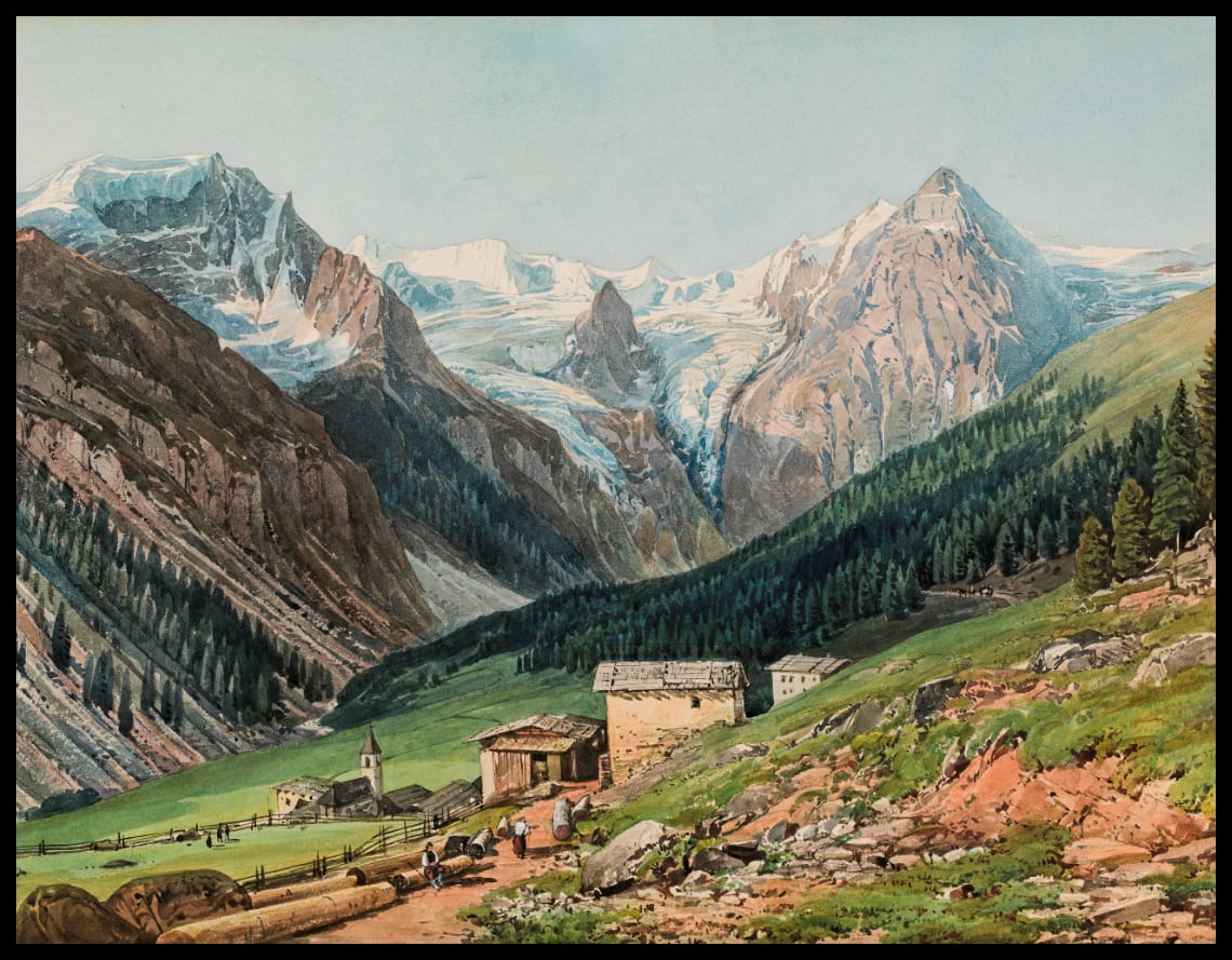 Blick auf Trafoi mit dem Ortler und dem Madatsch