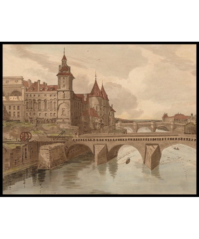 View of Pont au Change, Theatre de la Cite, Pont Neuf and the Concierge Prison