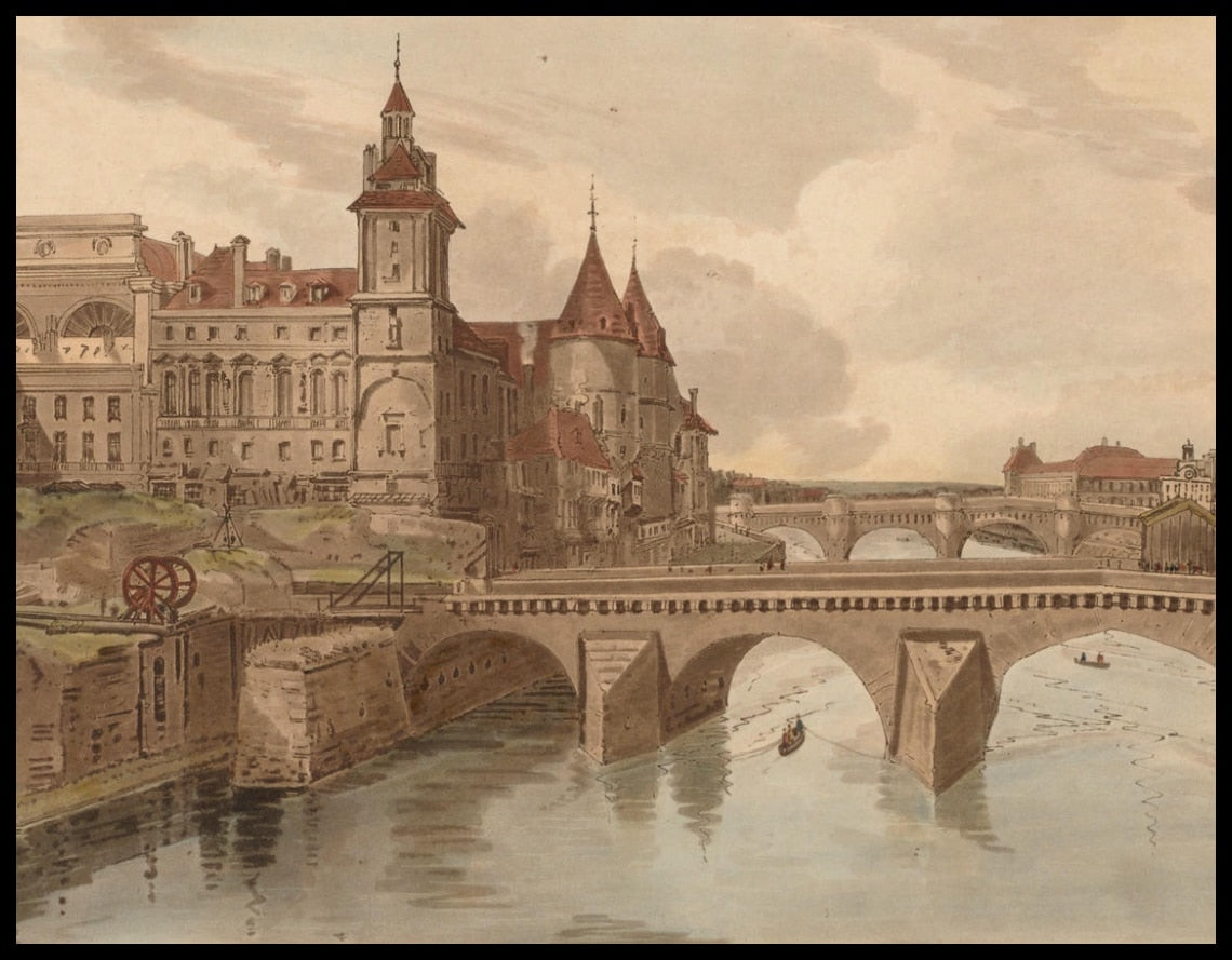 View of Pont au Change, Theatre de la Cite, Pont Neuf and the Concierge Prison