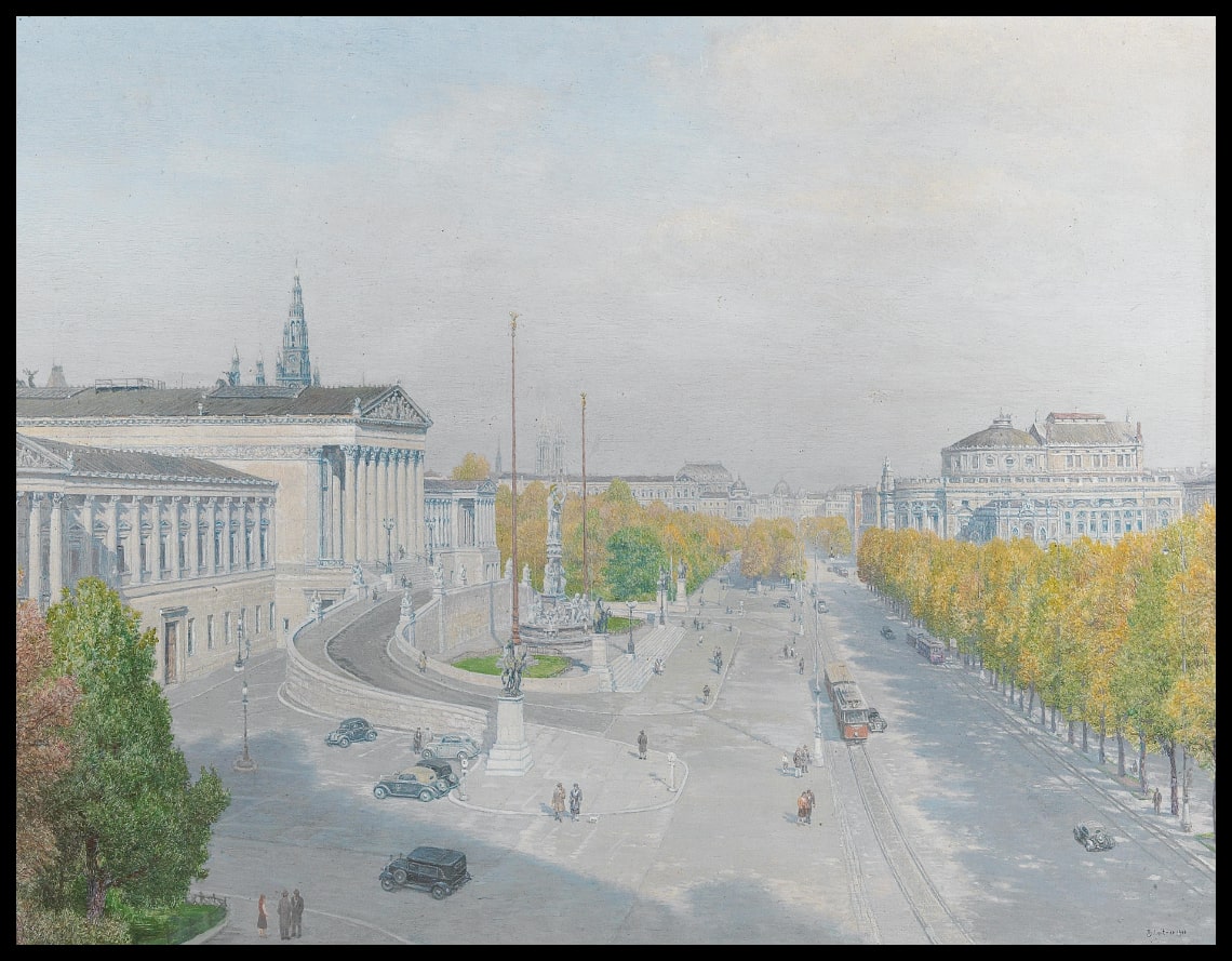 Wien Ringstraße mit Parlament und Burgtheater