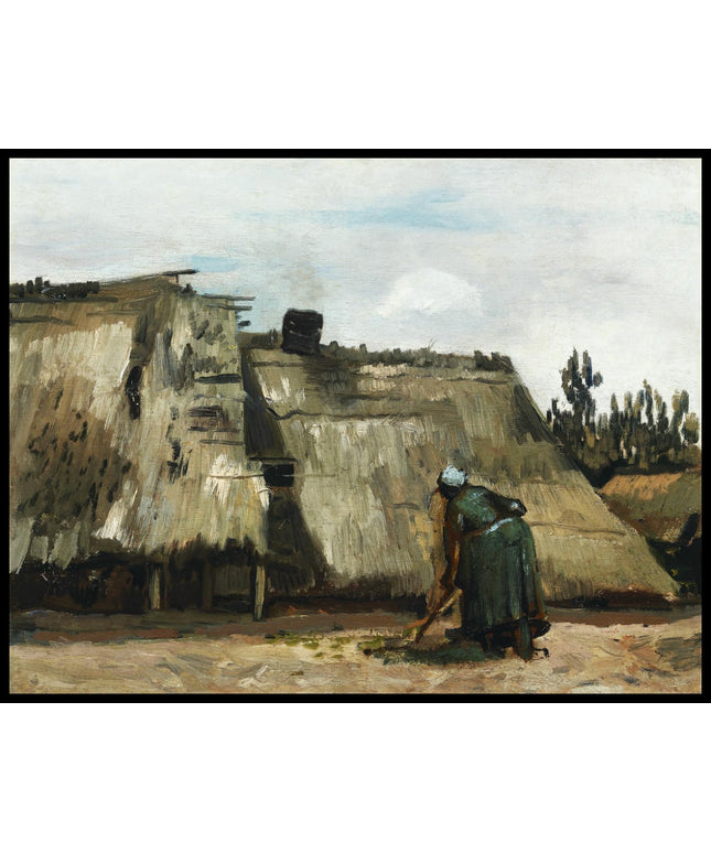 A Peasant Woman Digging in Front of Her Cottage