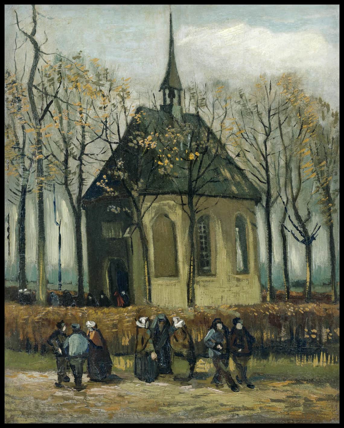 The church of Nuenen with churchgoers