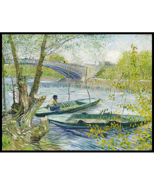 Angler und Boote an der Pont de Clichy