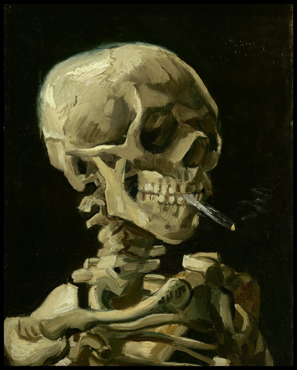 Crâne avec cigarette allumée