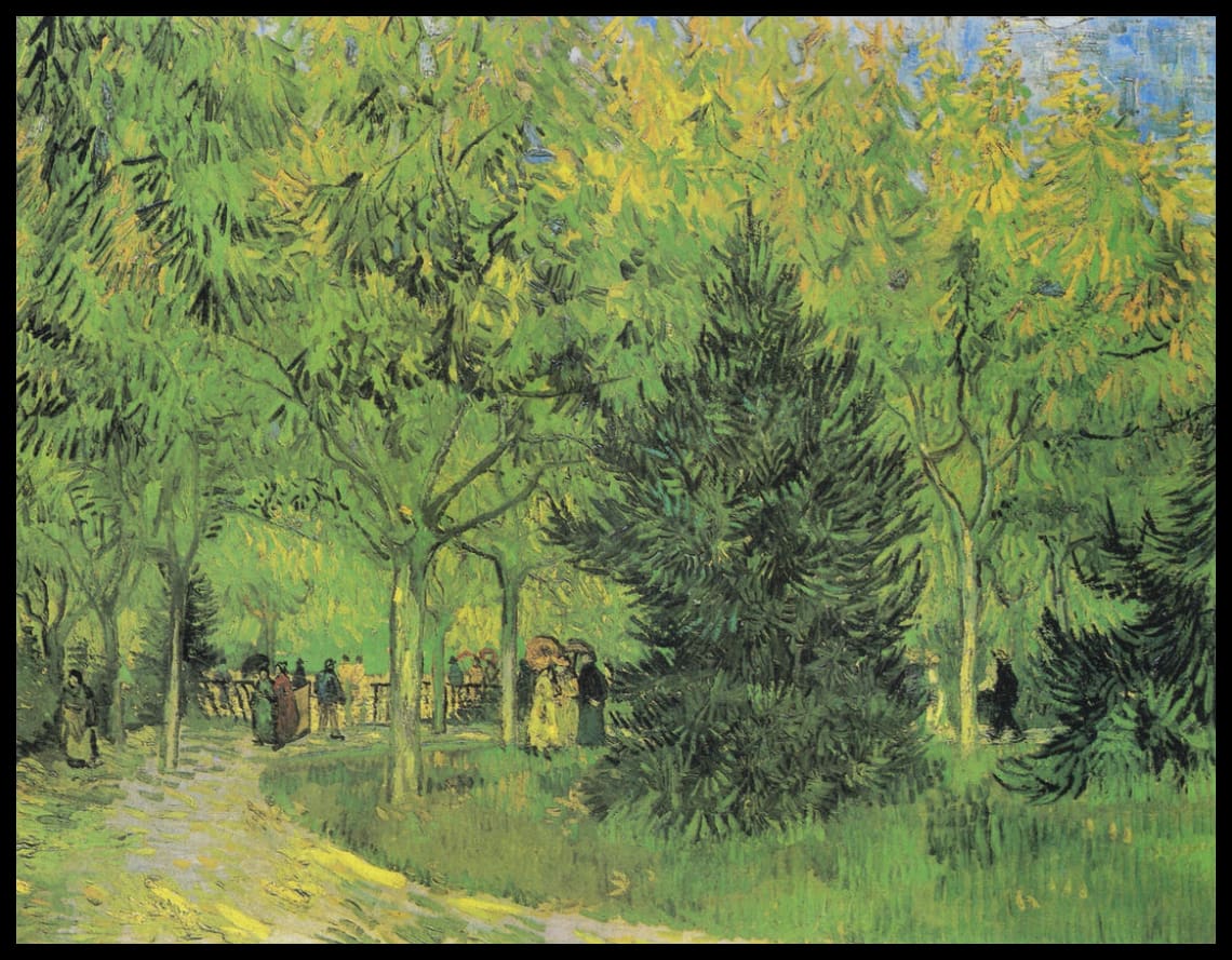 Path in the park of Arles with walkers