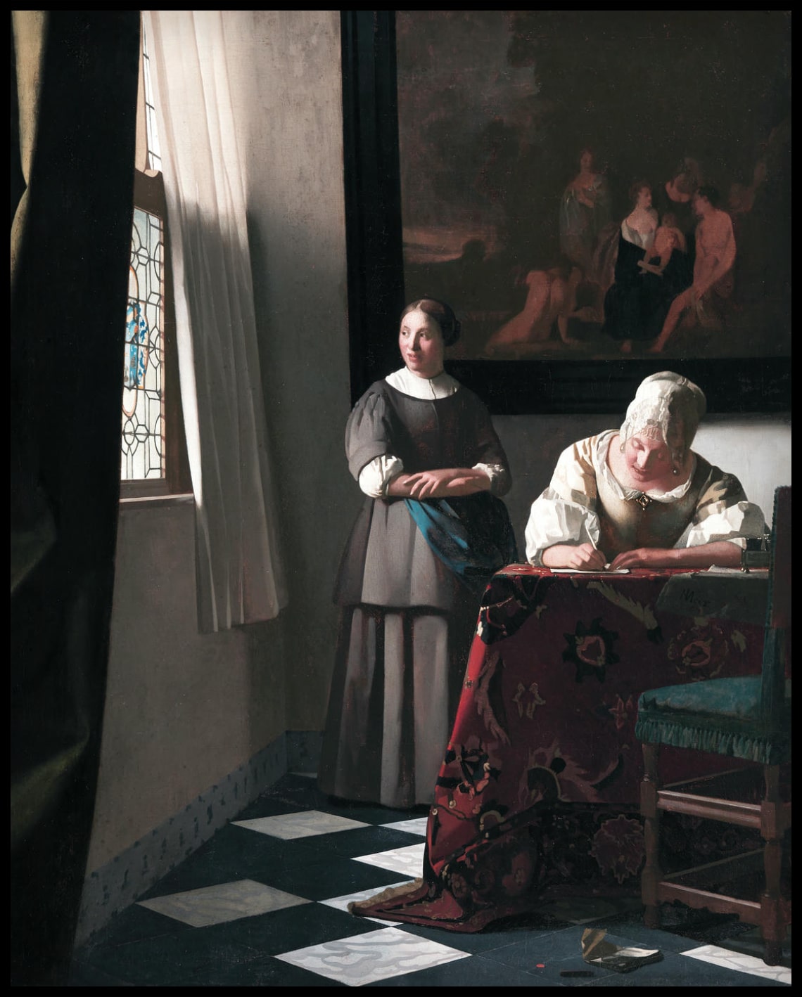 Lady Writing a Letter with her Maid (Dame écrivant une lettre avec sa servante)