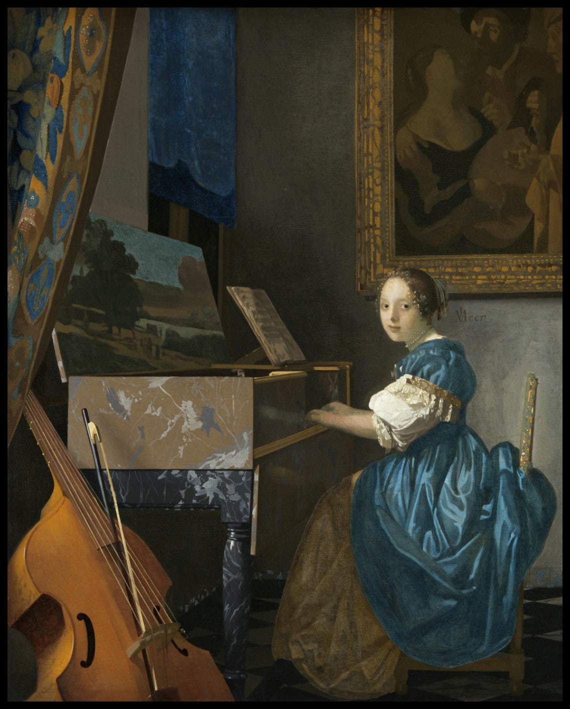 Dame assise à un virginal