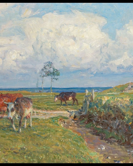 Scene from Dragør with grazing cows