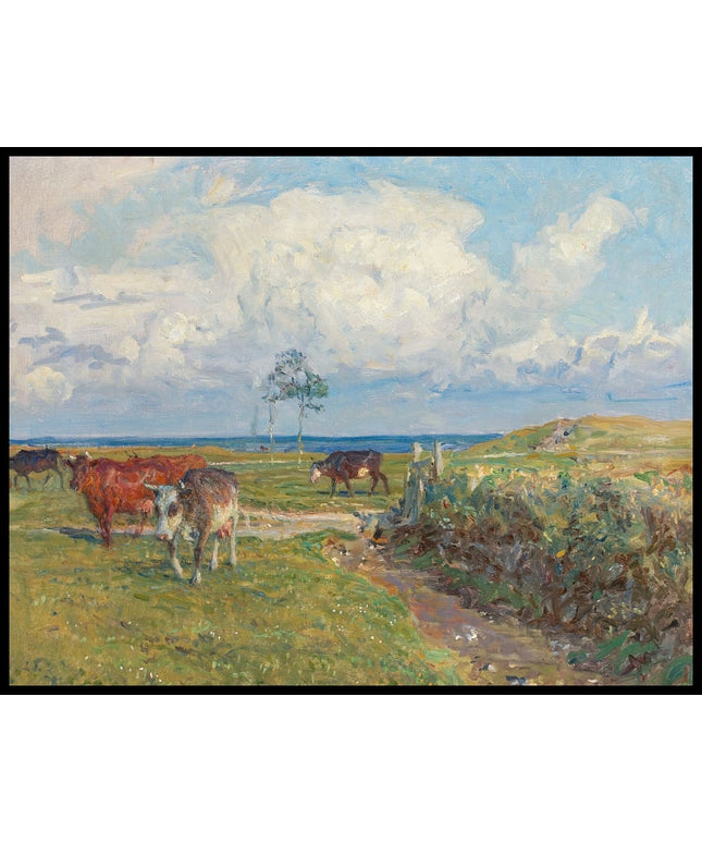 Scene from Dragør with grazing cows