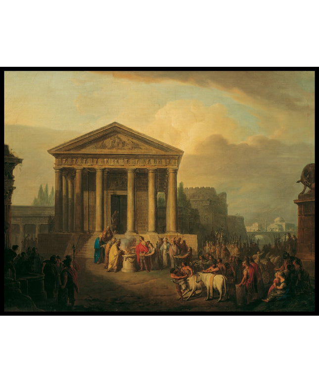 Opferhandlung vor römischem Tempel