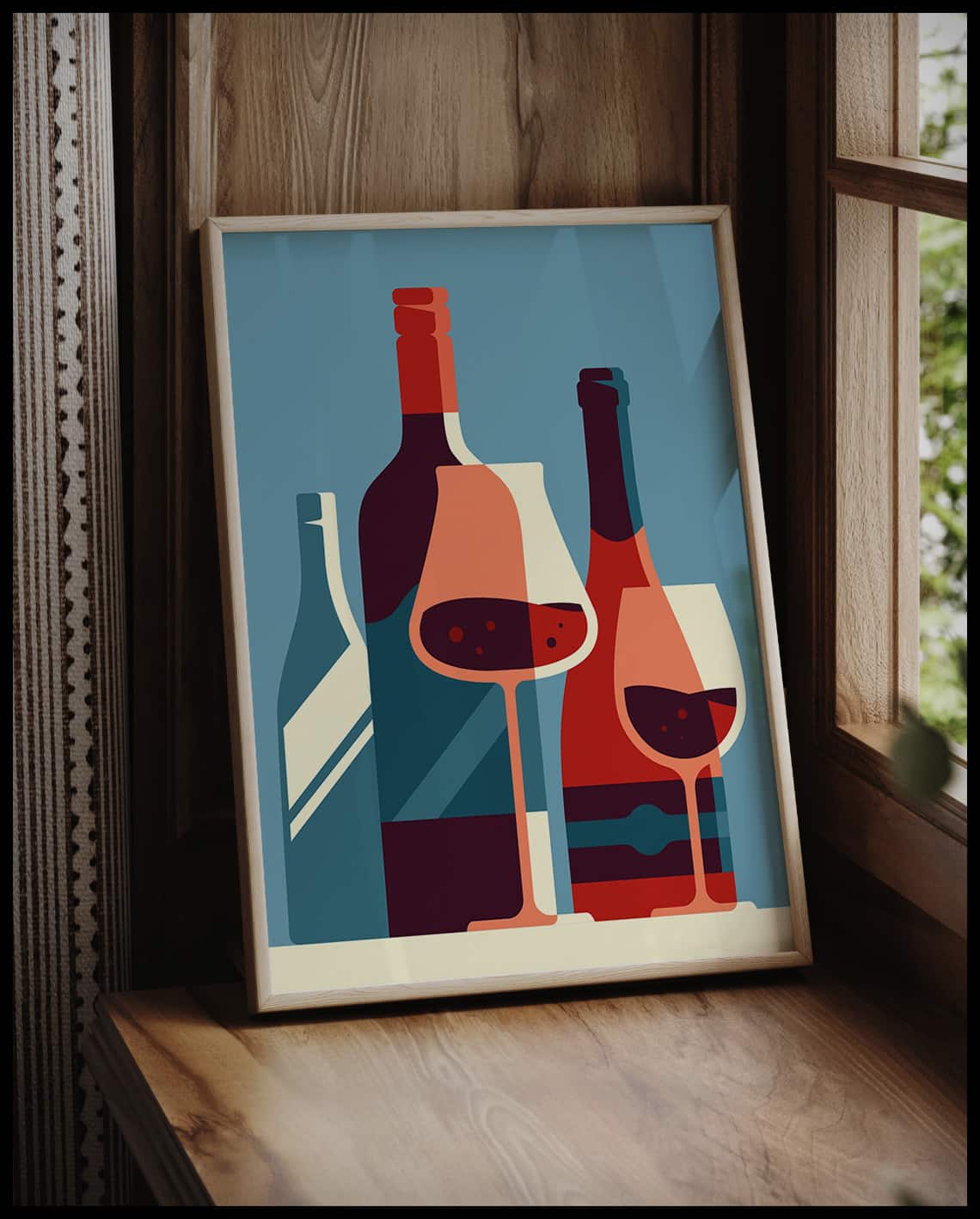 Wine Bottles Illustration Poster