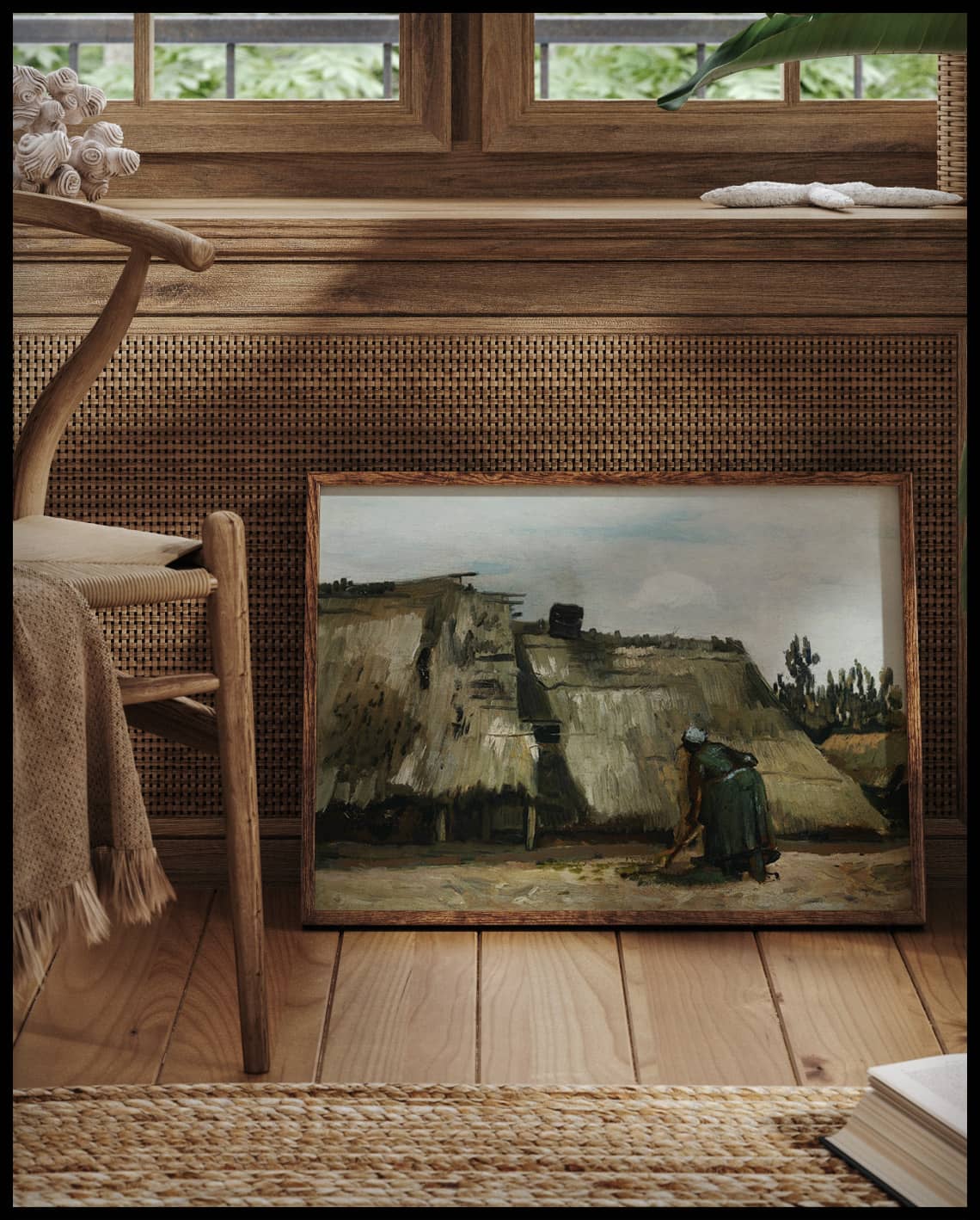A Peasant Woman Digging in Front of Her Cottage