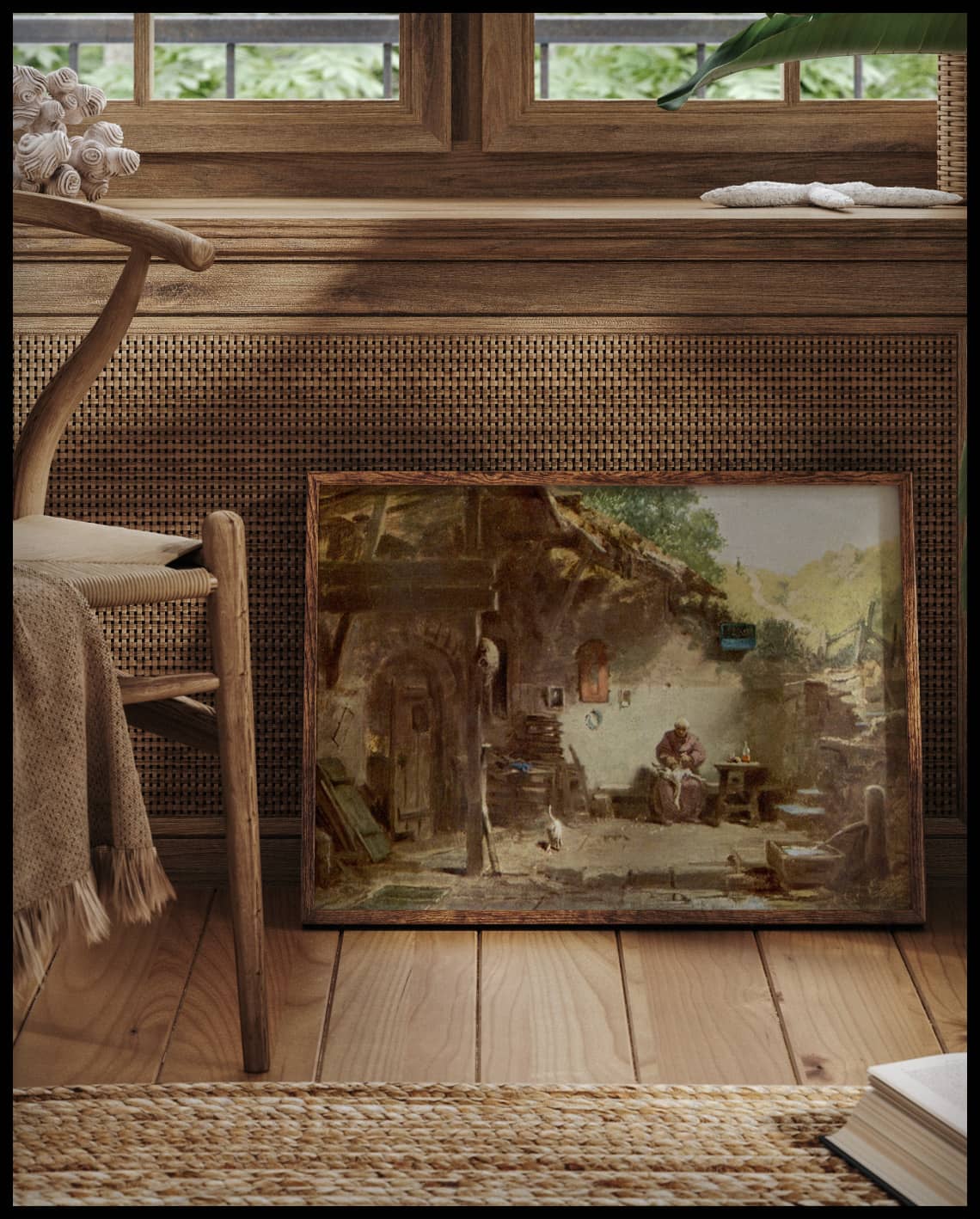Vieux moine devant l'ermitage