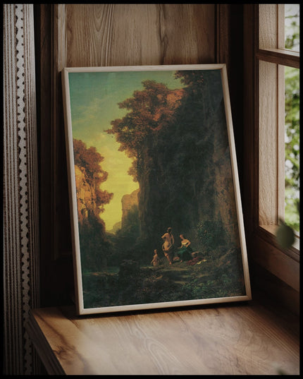 Badende Frauen in einer Schlucht