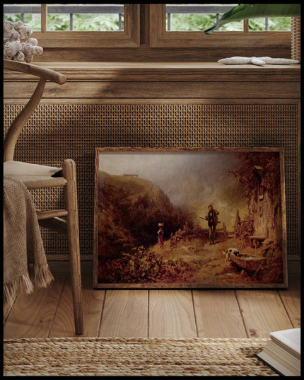 Jäger, einem Mädchen nachblickend