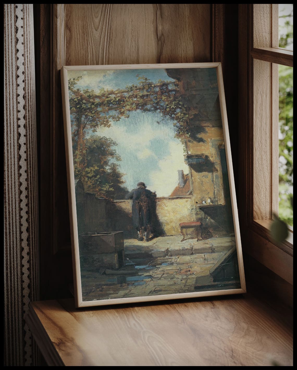 Vieux monsieur sur la terrasse