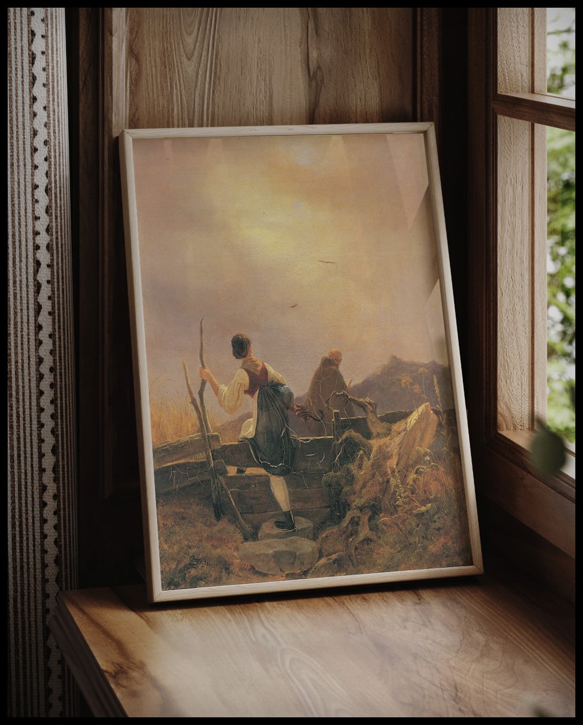 Une bergère et un moine