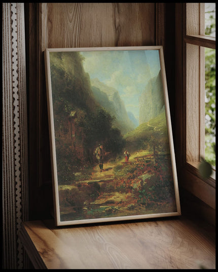 Sennerin und nachblickender Jäger