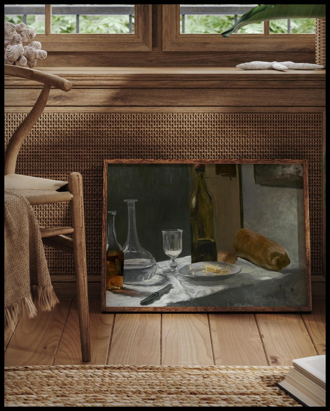Still Life with Bottle, Carafe, Bread, and Wine