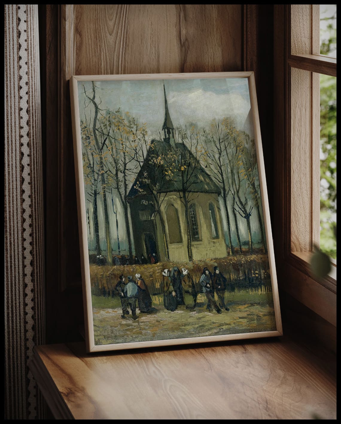 The church of Nuenen with churchgoers