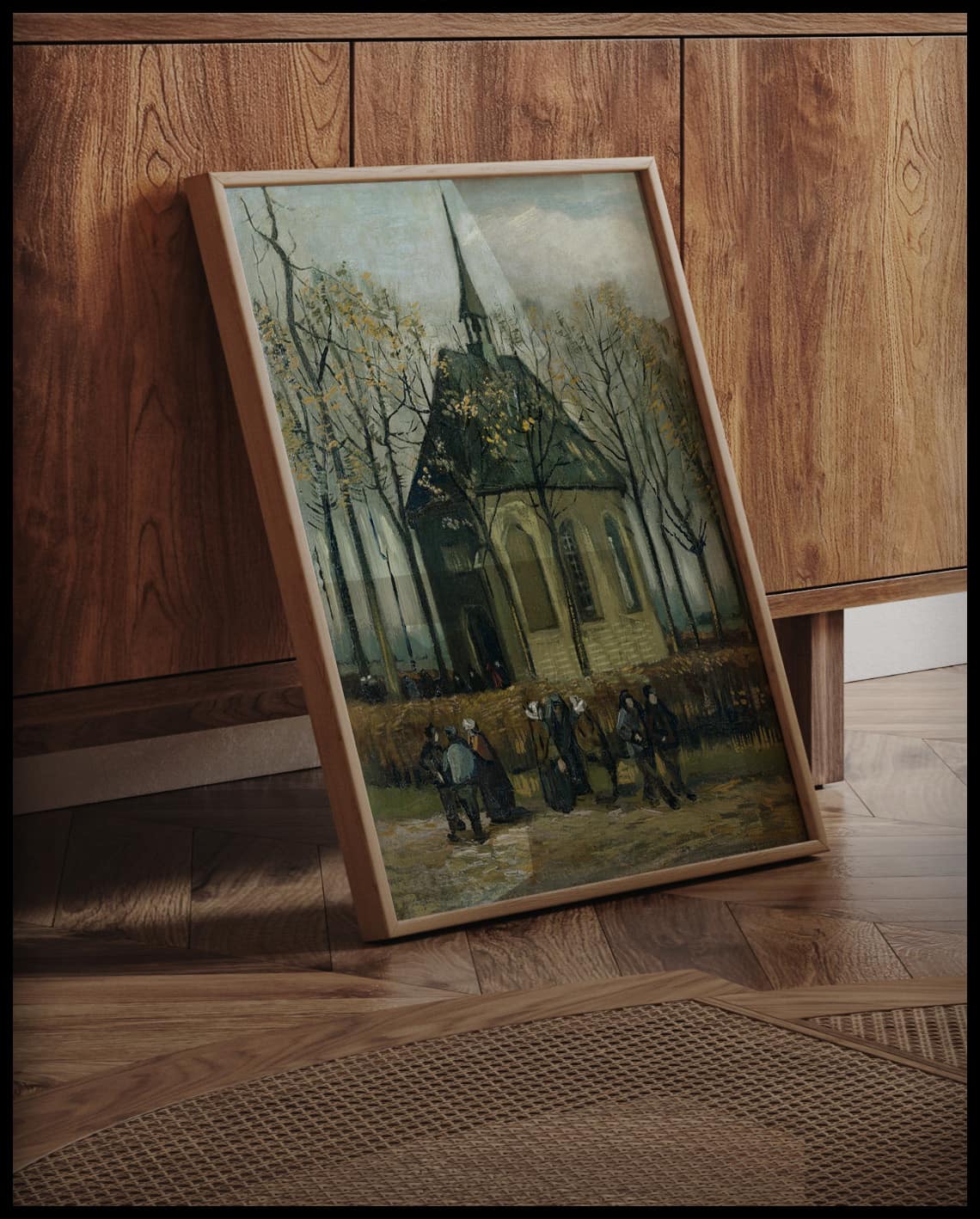 The church of Nuenen with churchgoers