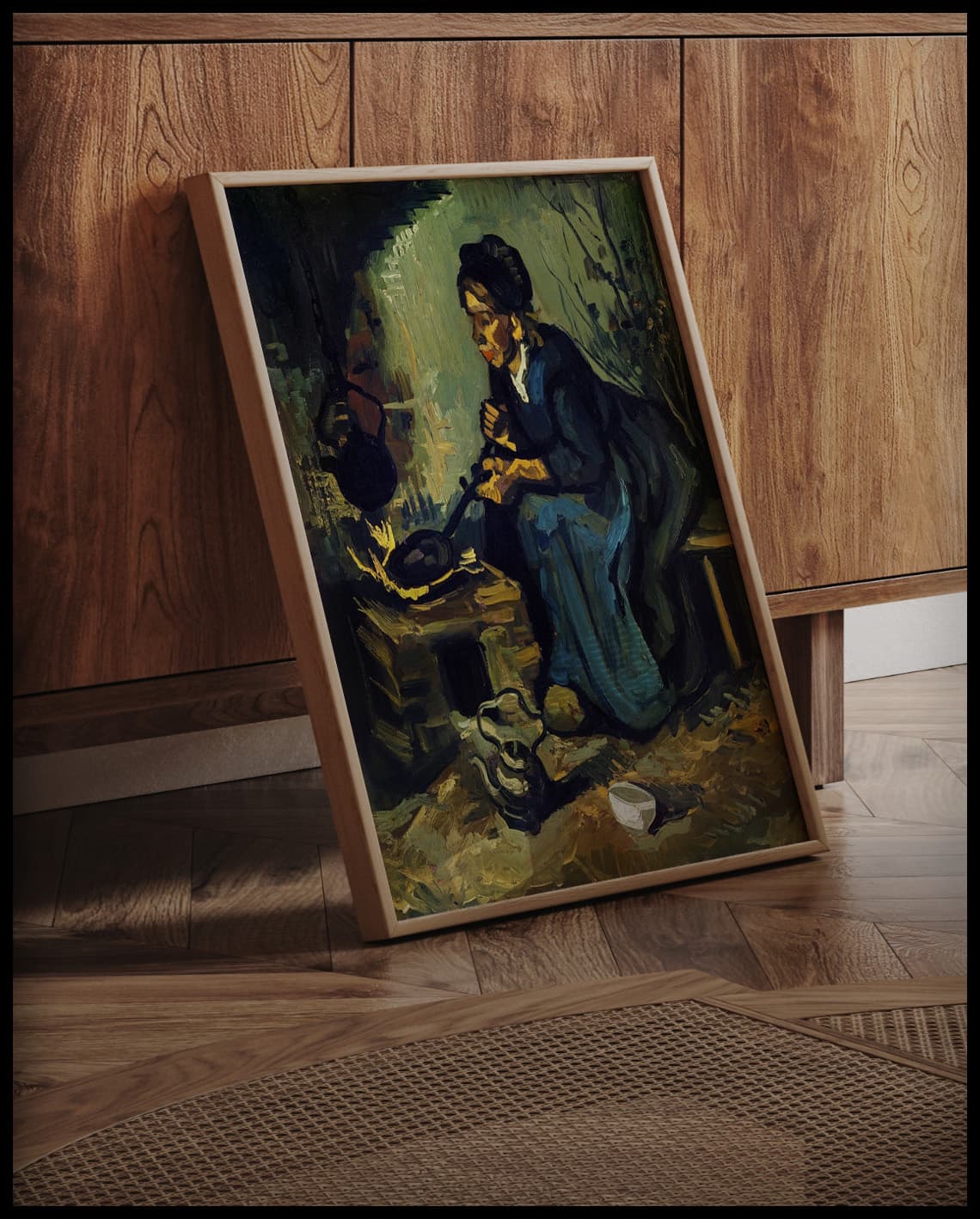 Farmer's wife, sitting at the stove