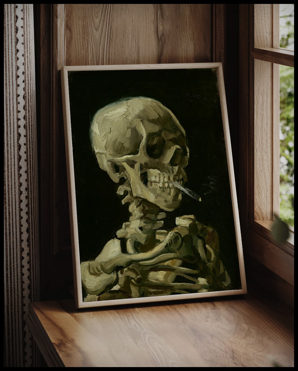 Crâne avec cigarette allumée
