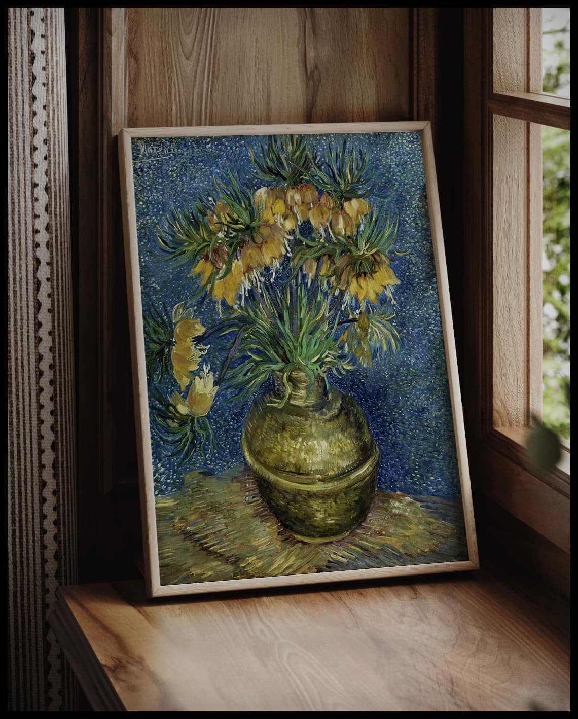 Fritillaria, imperial crown in a copper vase