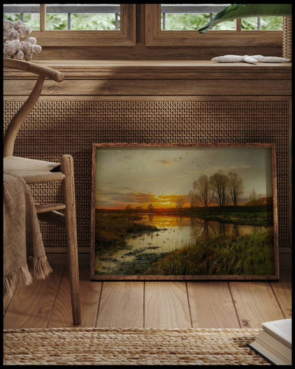 Sonnenuntergang über einem Wasserlauf