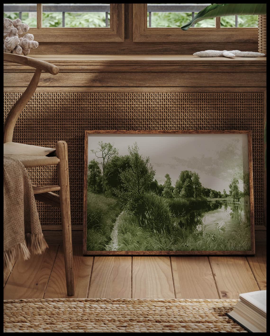 Sommerlandschaft mit Schwaenen