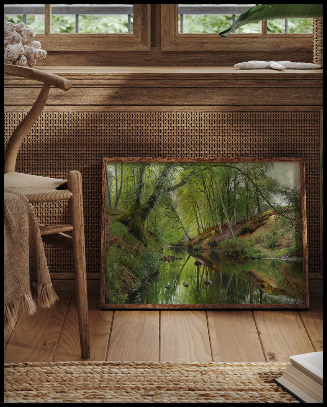 Reflection of a beech tree in a stream