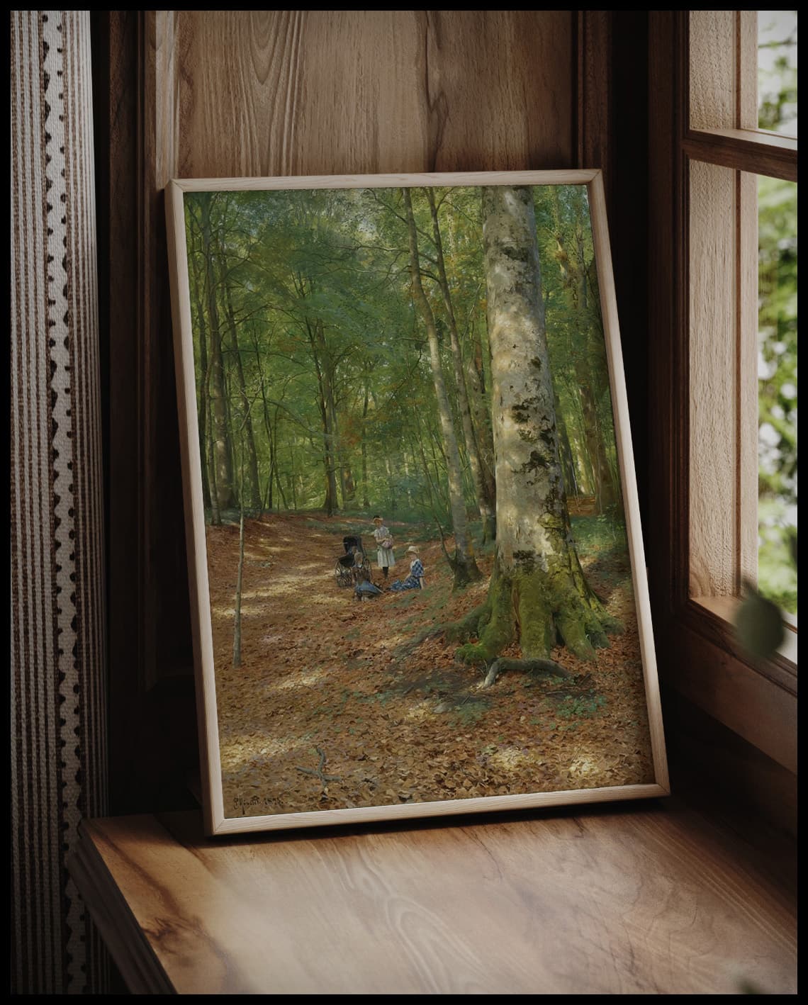 Forest scene with a family