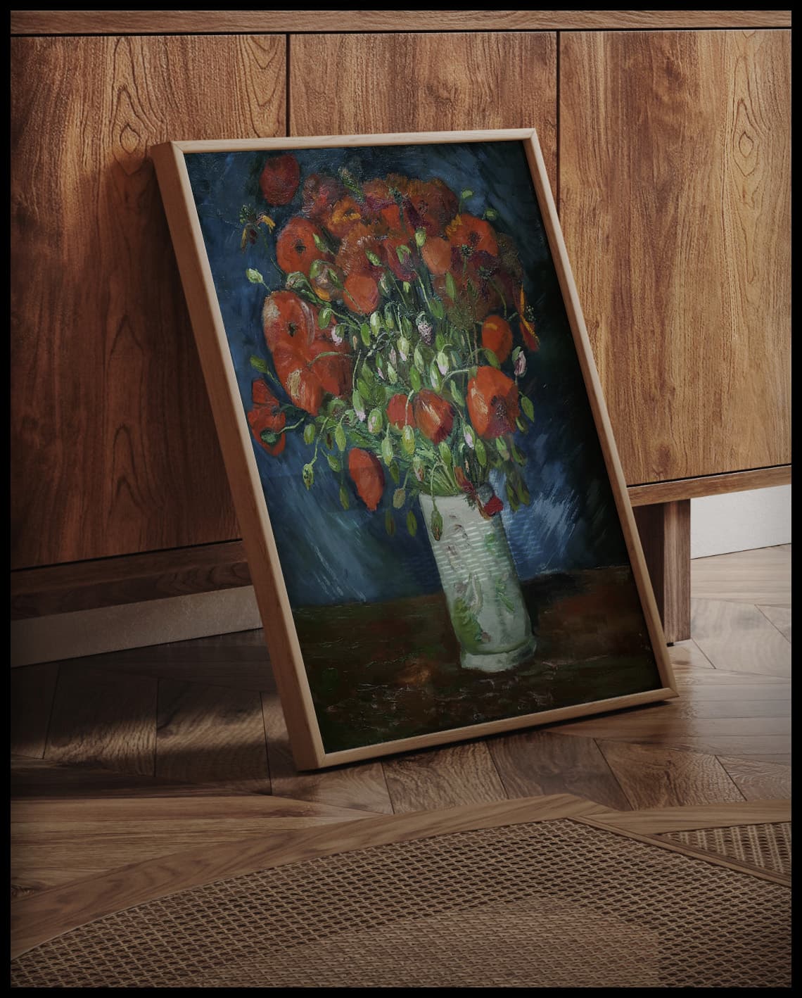 Vase mit rotem Klatschmohn