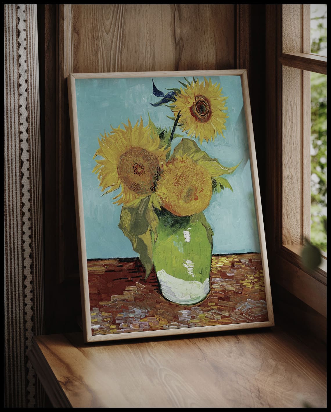 Three sunflowers in a vase