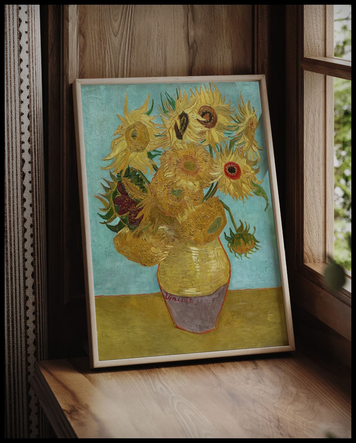 Twelve sunflowers (in a vase)