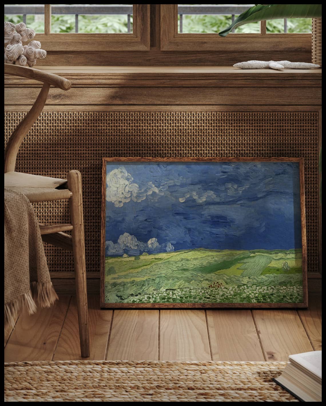 Wheat field under a stormy sky