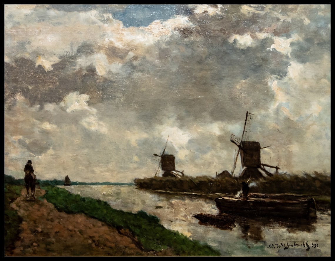Paysage de polders avec moulins