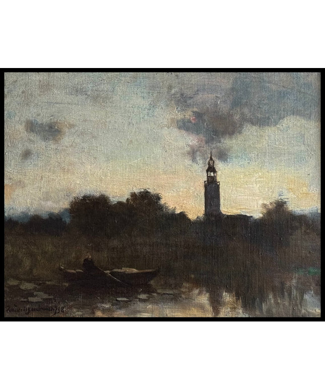 Visser bij avond in Nieuwkoop