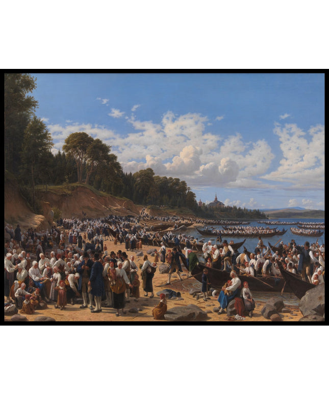 Church-Goers Arriving by Boat at the Parish Church of Leksand on Siljan Lake, Sweden