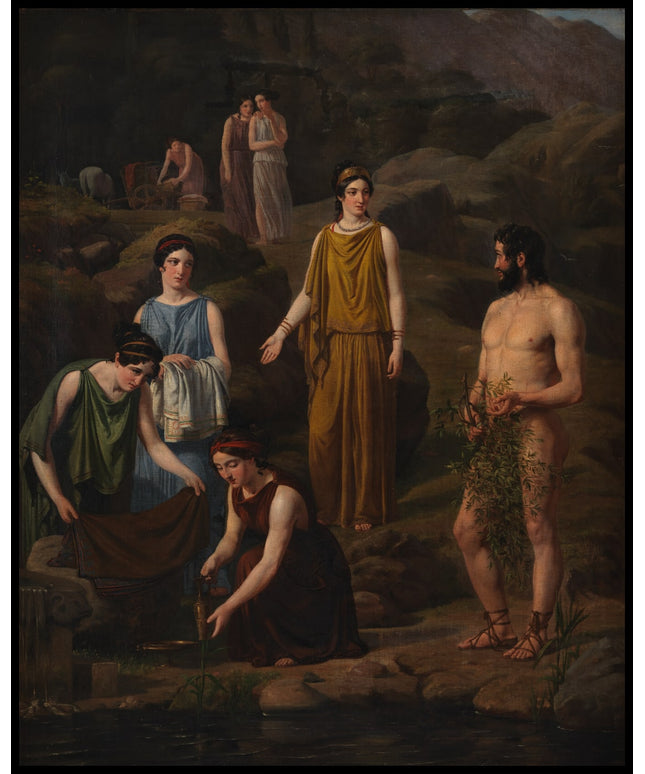 Nausicaa brings the shipwrecked Odysseus clothes