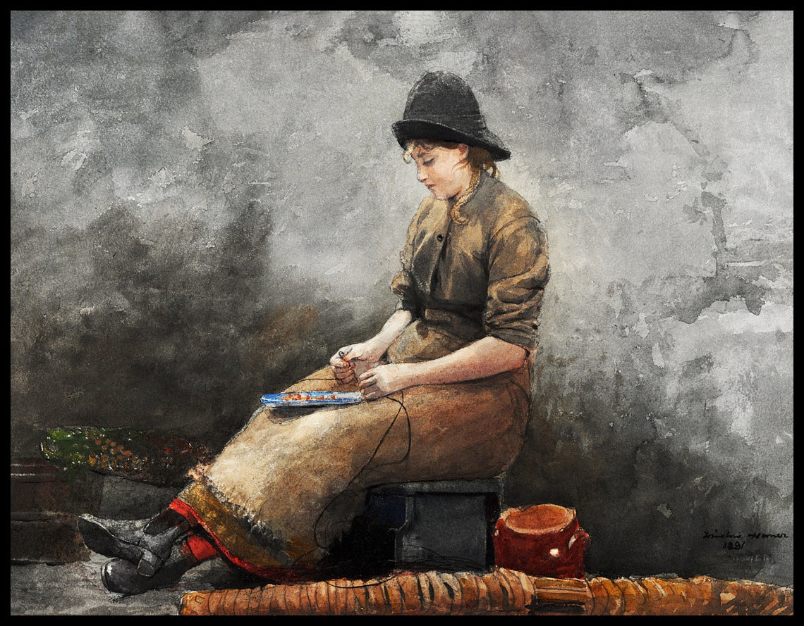A Fishergirl Baiting Lines