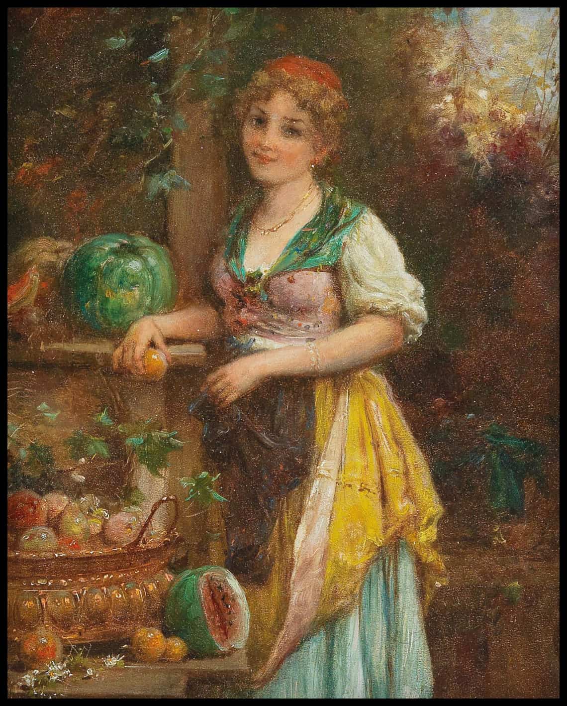 Mädchen mit reicher Obstschale
