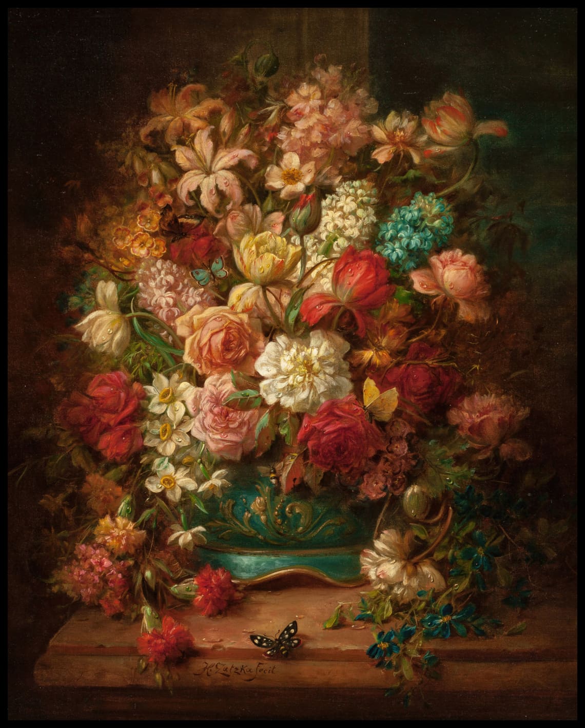 Nature morte avec fleurs et papillons